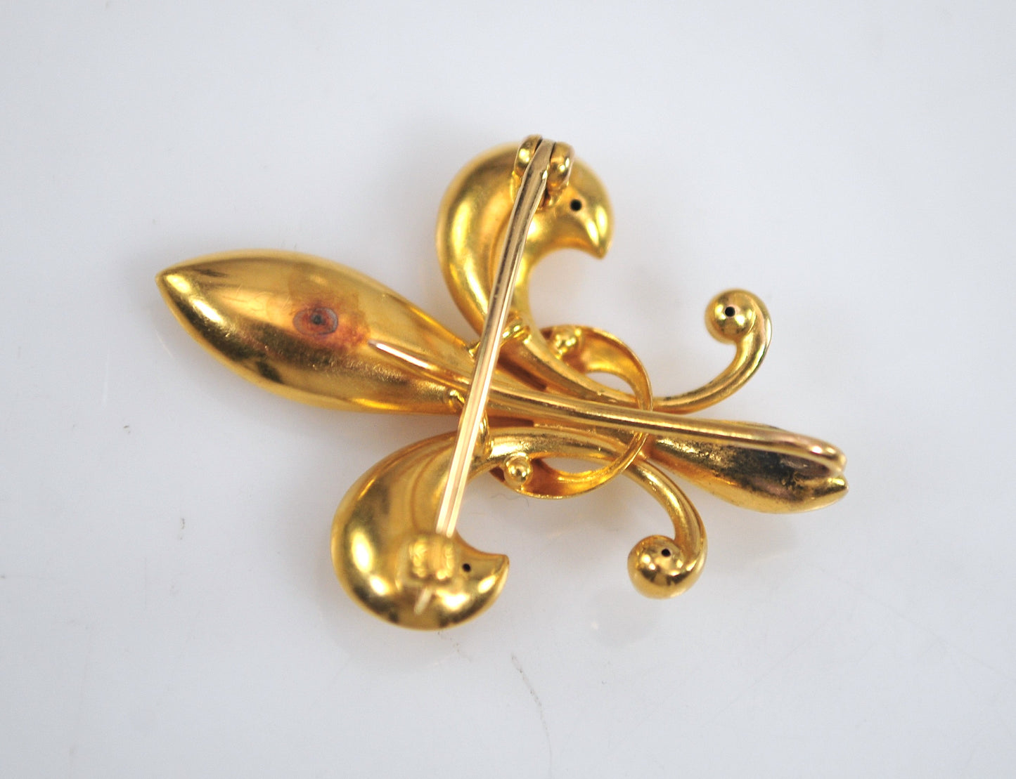 Vintage 14K Gold Fleur de Lis Brooch Clip Pendant