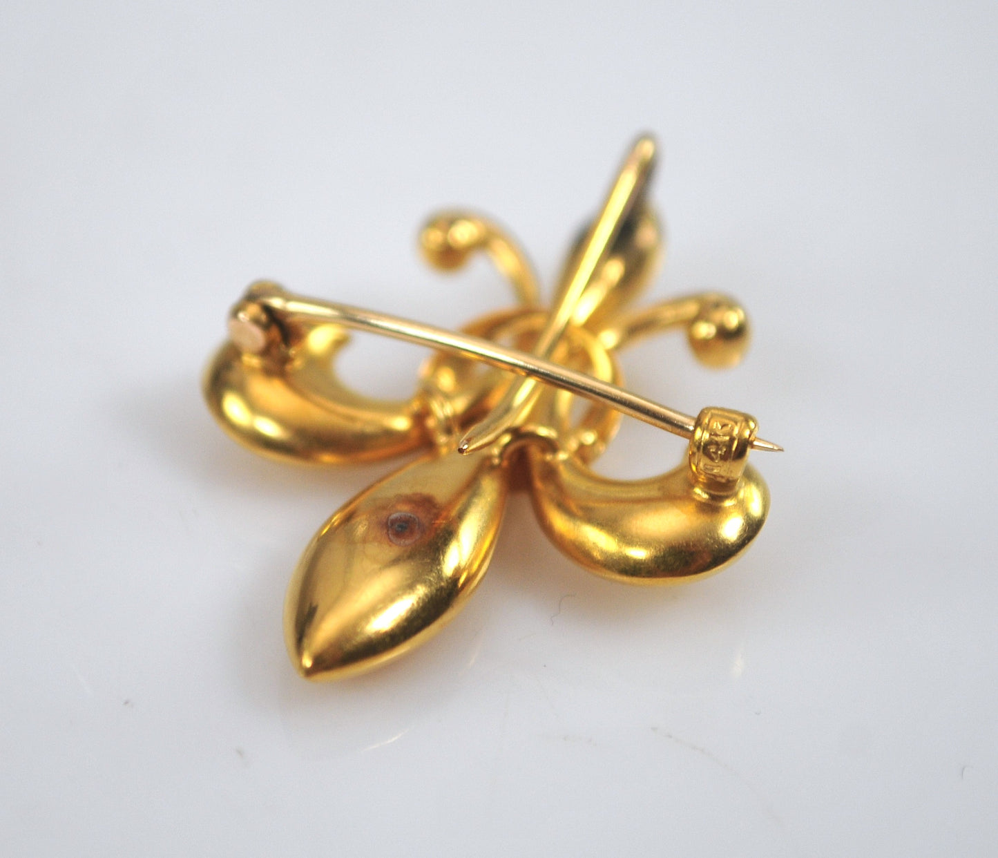 Vintage 14K Gold Fleur de Lis Brooch Clip Pendant