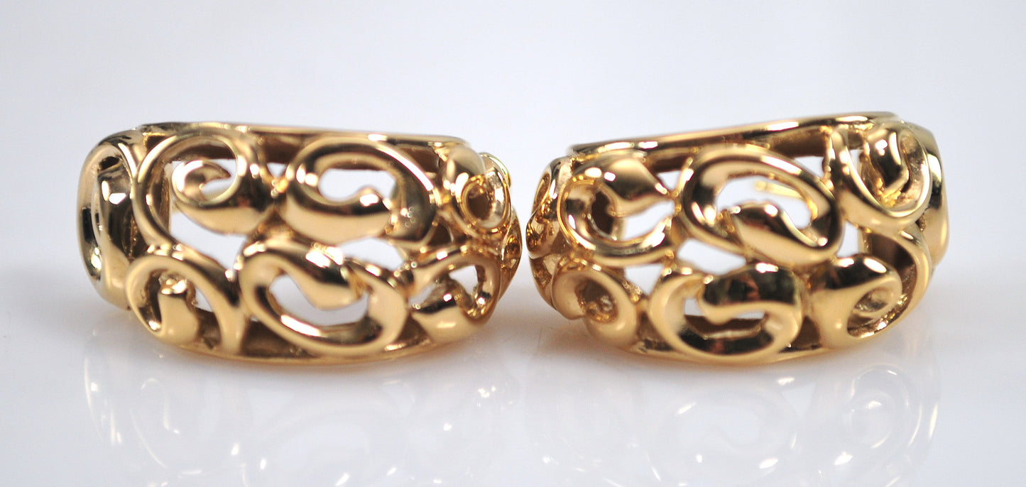 Signed 14K Gold Half Hoop Earrings