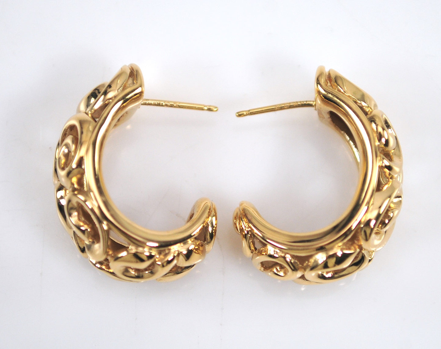 Signed 14K Gold Half Hoop Earrings