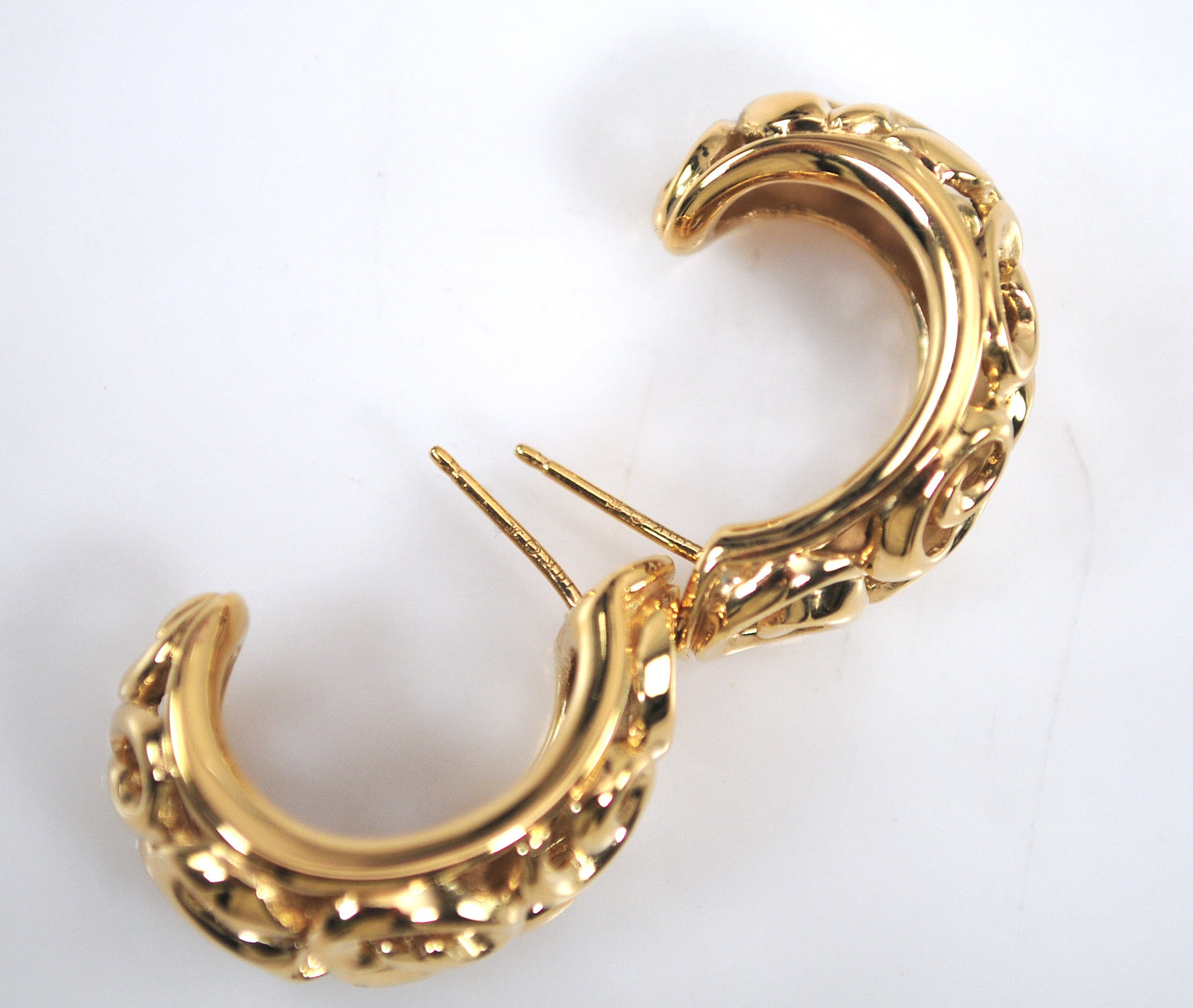 Signed 14K Gold Half Hoop Earrings
