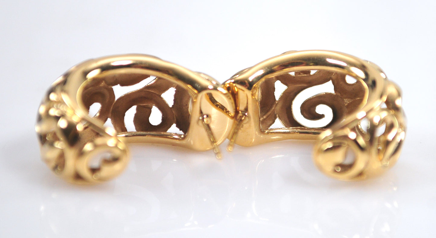 Signed 14K Gold Half Hoop Earrings