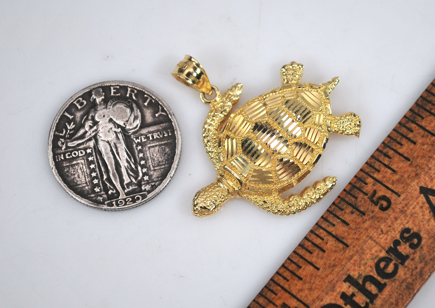 Large 14K Gold Turtle Pendant