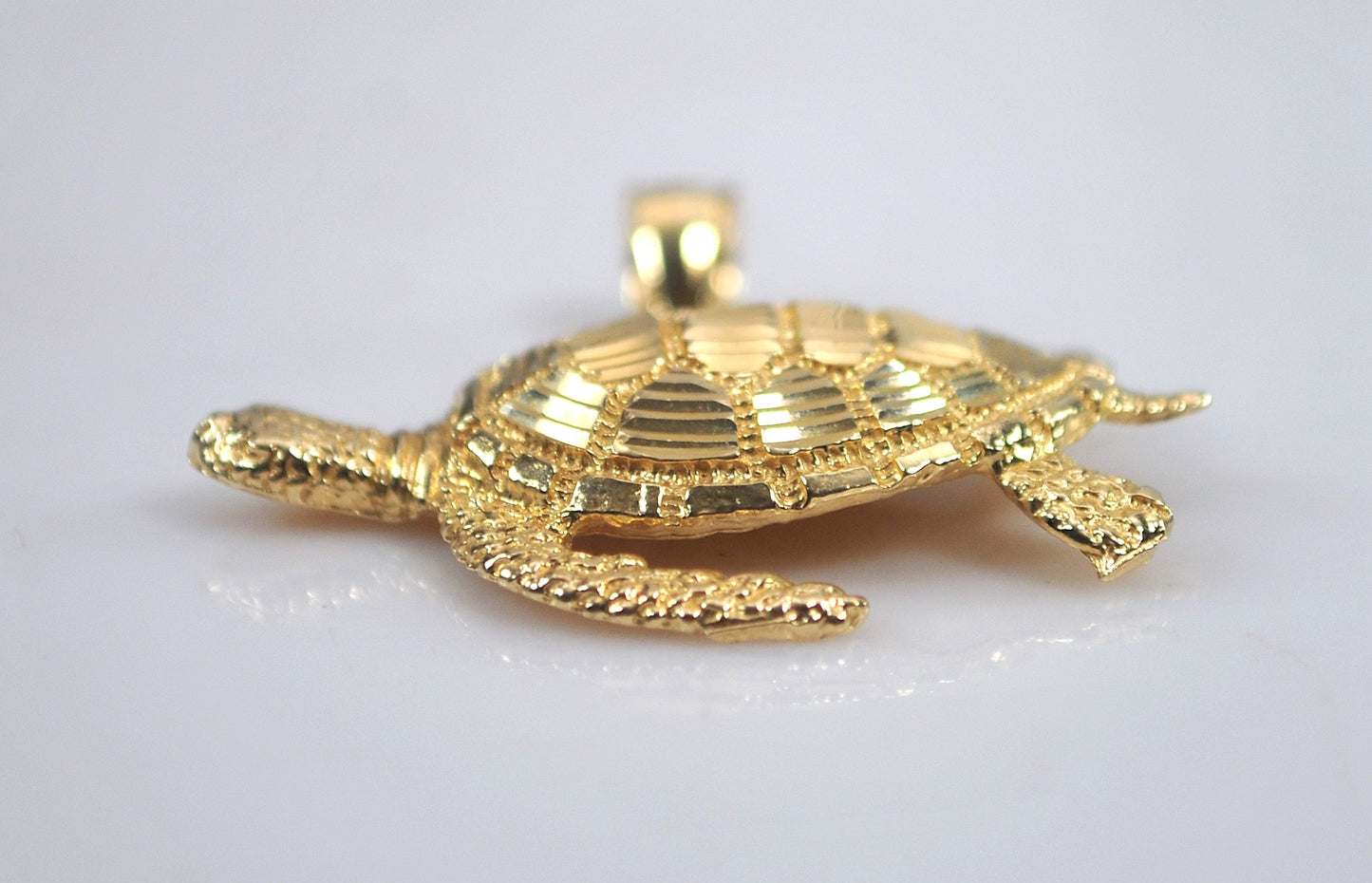 Large 14K Gold Turtle Pendant