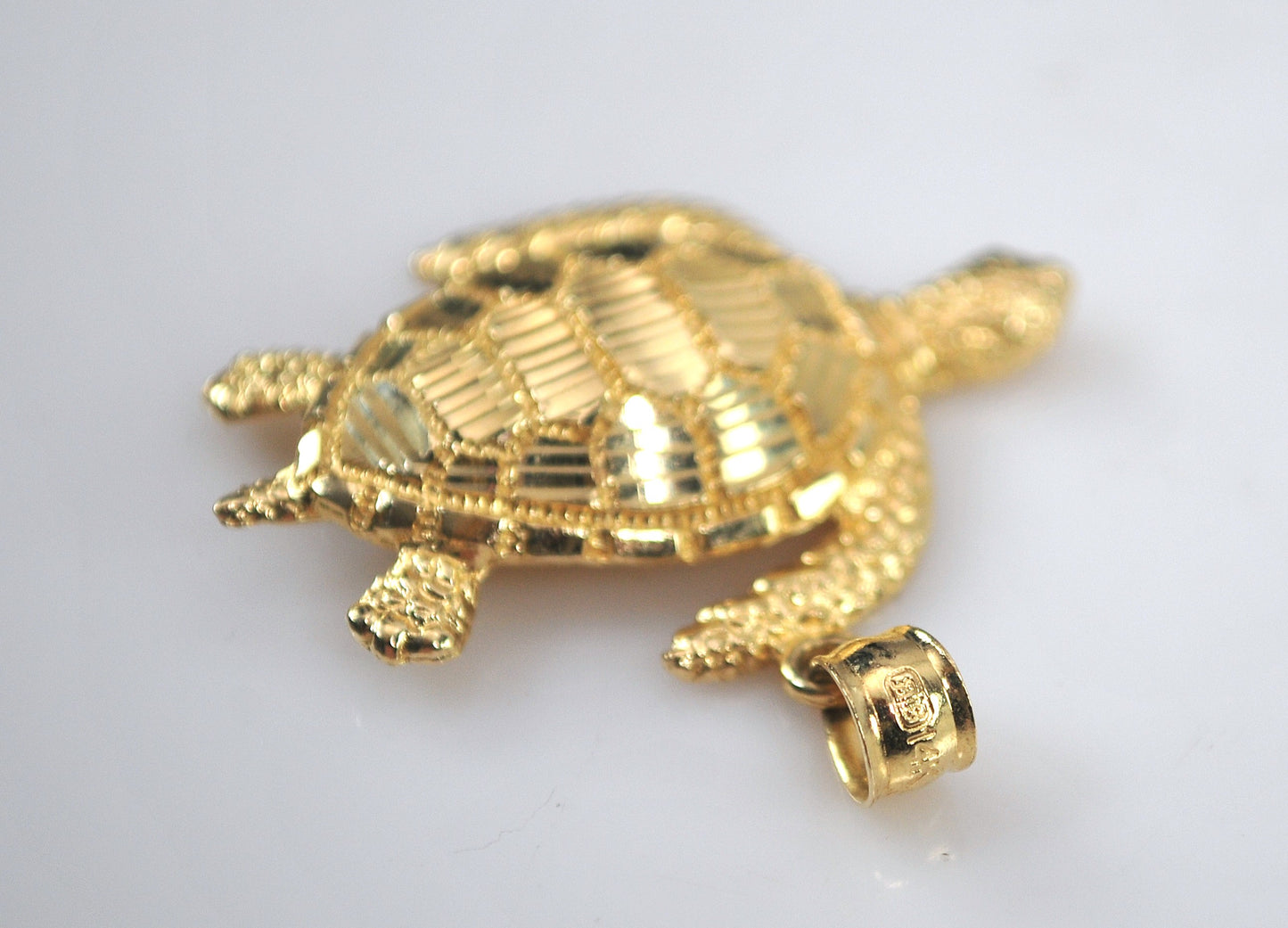 Large 14K Gold Turtle Pendant