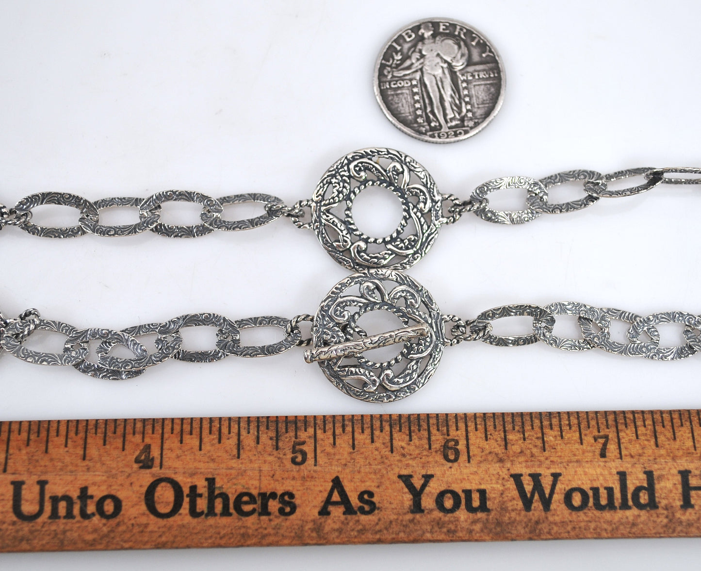 Sterling Silver Carolyn Pollack Scroll Circle Toggle Necklace