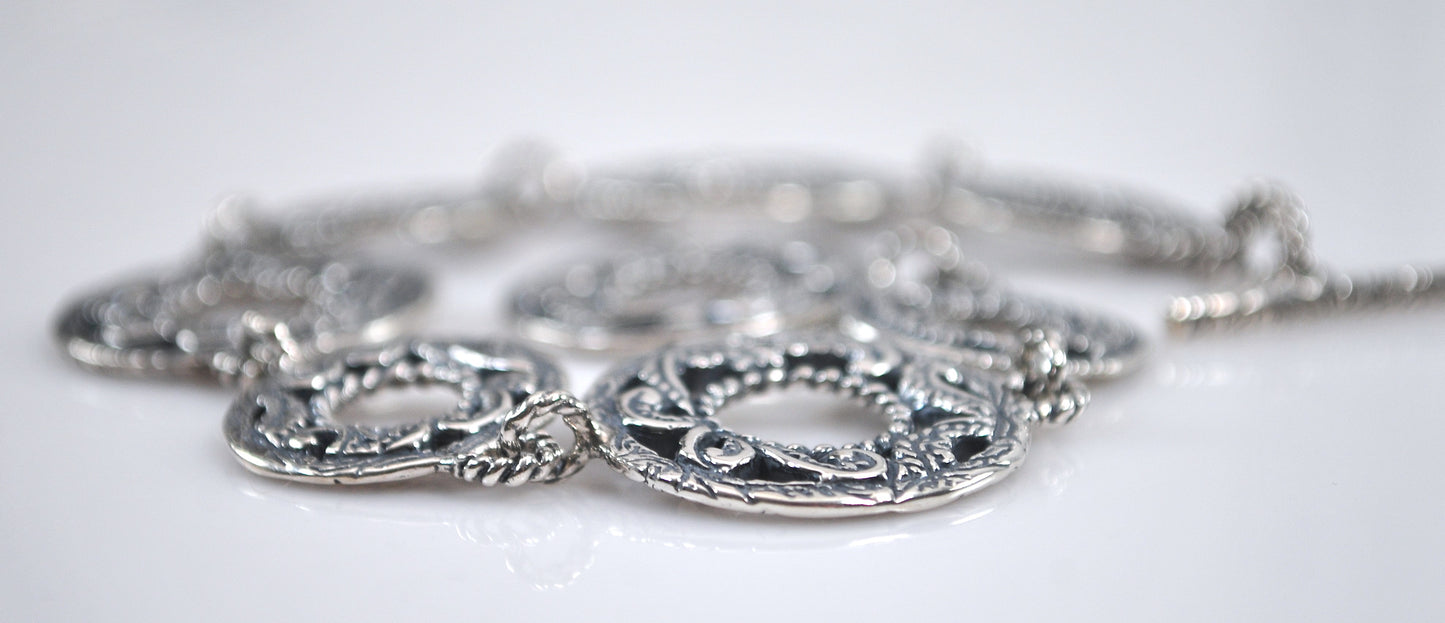 Sterling Silver Carolyn Pollack Scroll Circle Toggle Bracelet