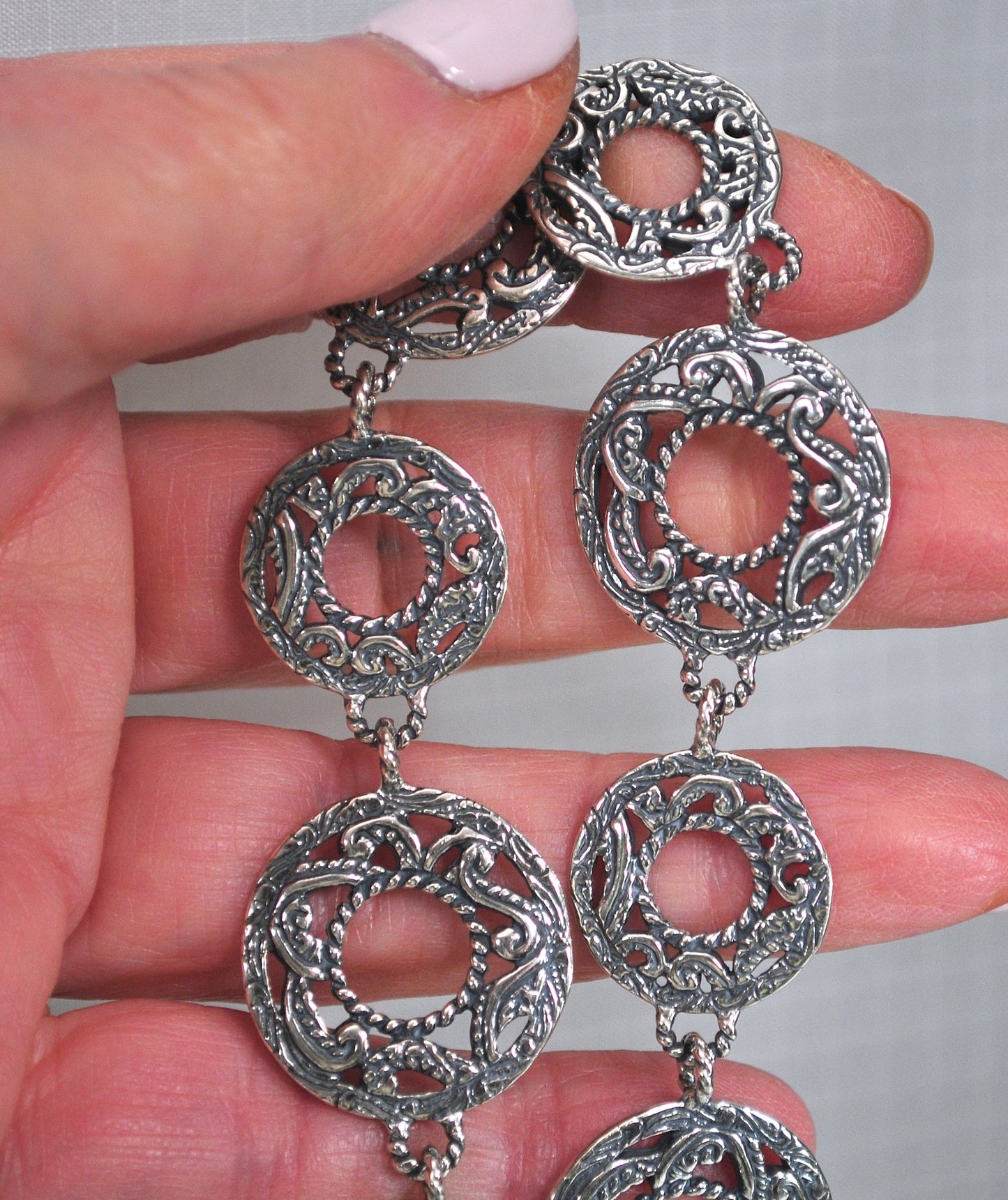 Sterling Silver Carolyn Pollack Scroll Circle Toggle Bracelet