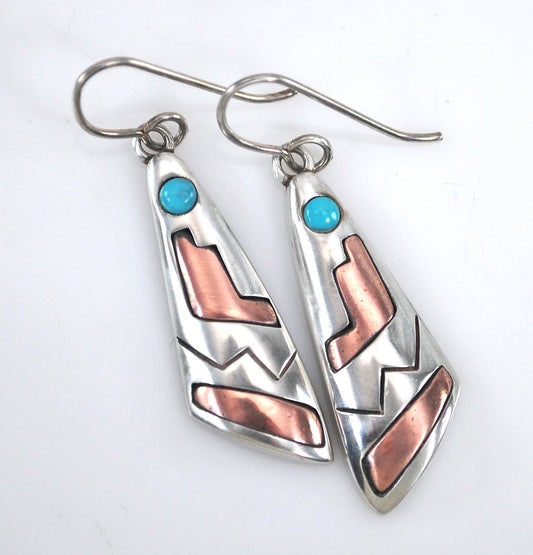 Waldeck Johnson Sterling Silver Copper Southwestern Earrings
