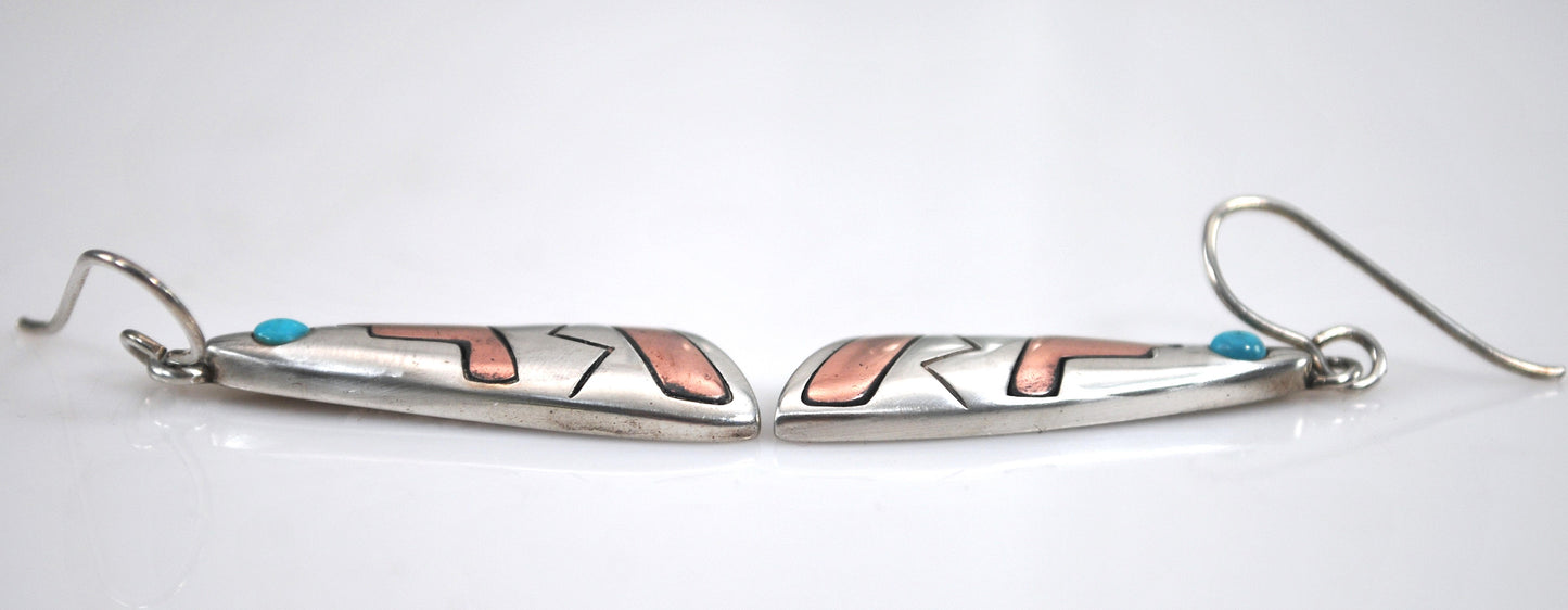 Waldeck Johnson Sterling Silver Copper Southwestern Earrings