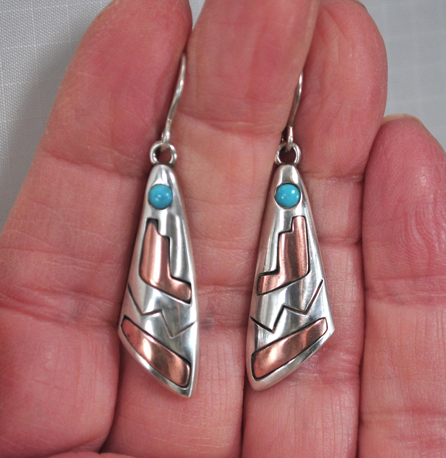 Waldeck Johnson Sterling Silver Copper Southwestern Earrings