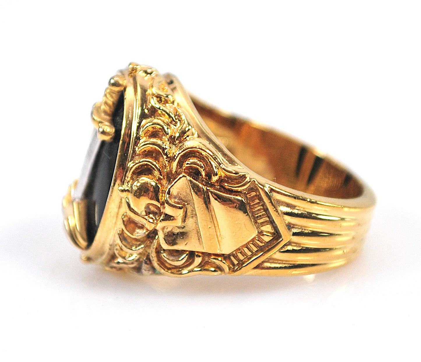 Unisex Franklin Mint Gold over Sterling and 10K Gold Sword in Stone Ring