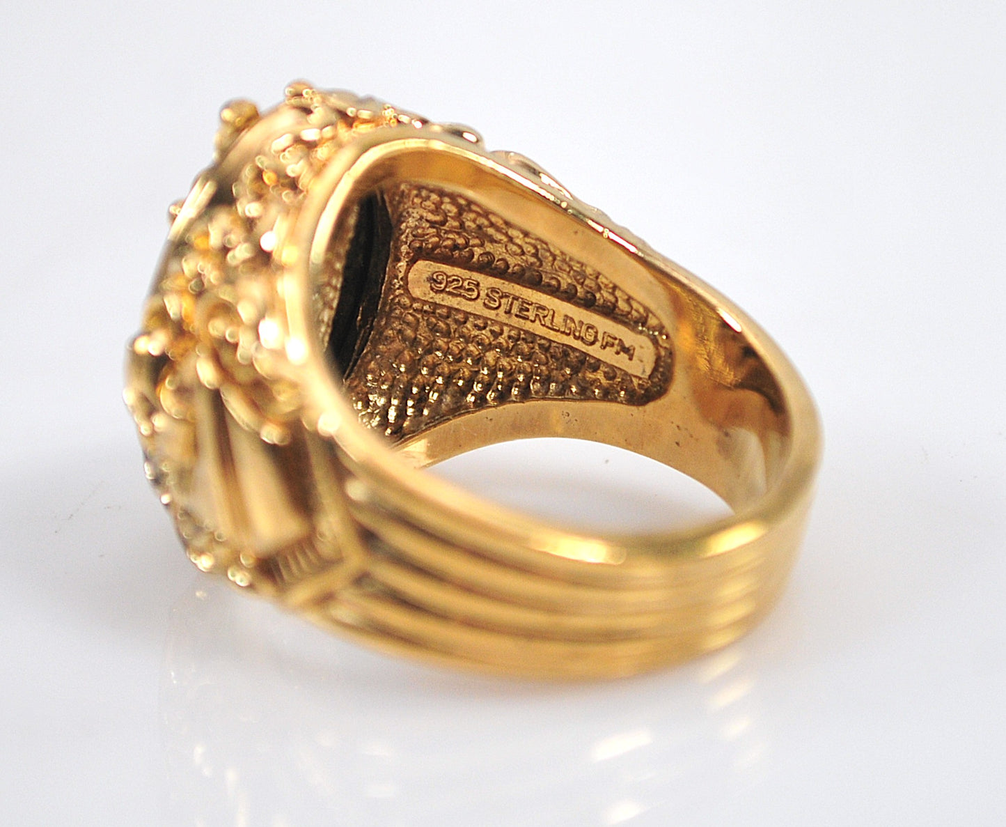Unisex Franklin Mint Gold over Sterling and 10K Gold Sword in Stone Ring