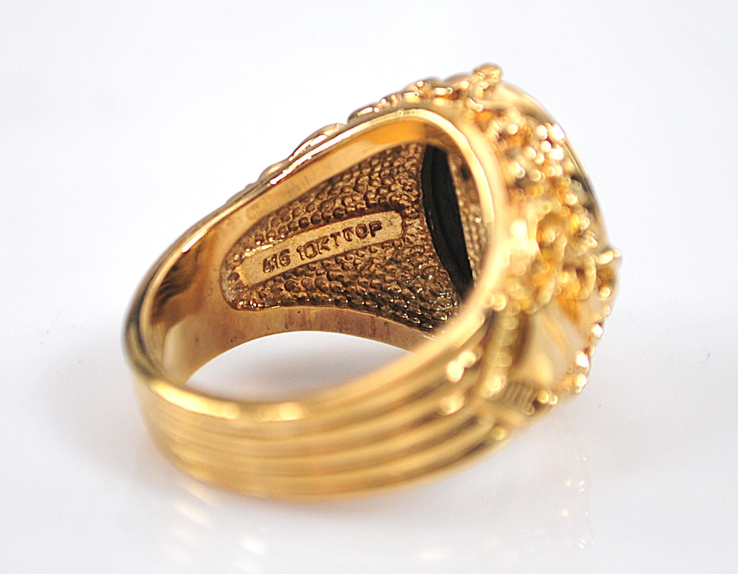 Unisex Franklin Mint Gold over Sterling and 10K Gold Sword in Stone Ring