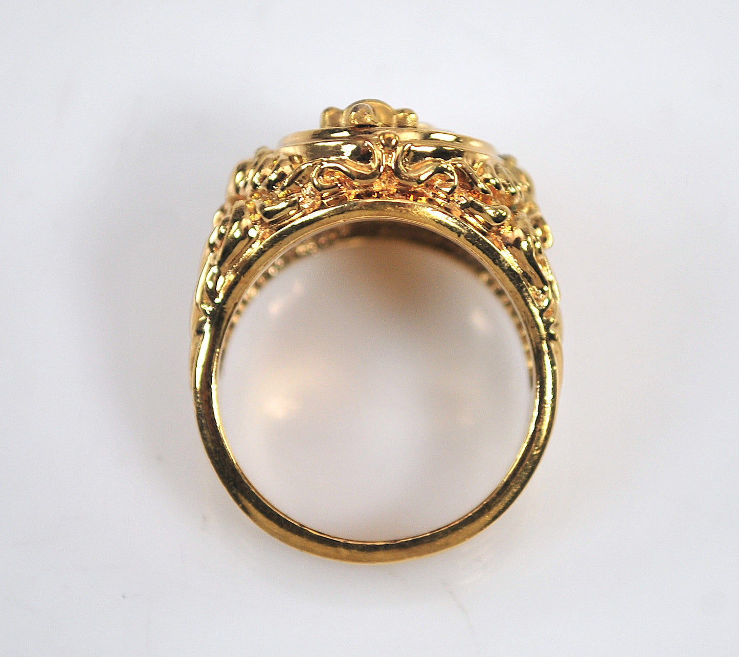 Unisex Franklin Mint Gold over Sterling and 10K Gold Sword in Stone Ring