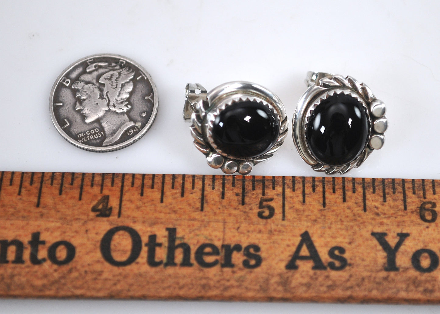 Navajo Sterling Silver Black Onyx Stud Earrings