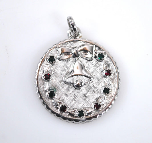 Vintage Sterling Silver Christmas Bell Pendant Charm