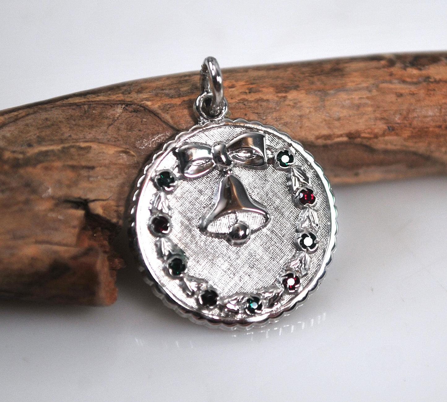 Vintage Sterling Silver Christmas Bell Pendant Charm