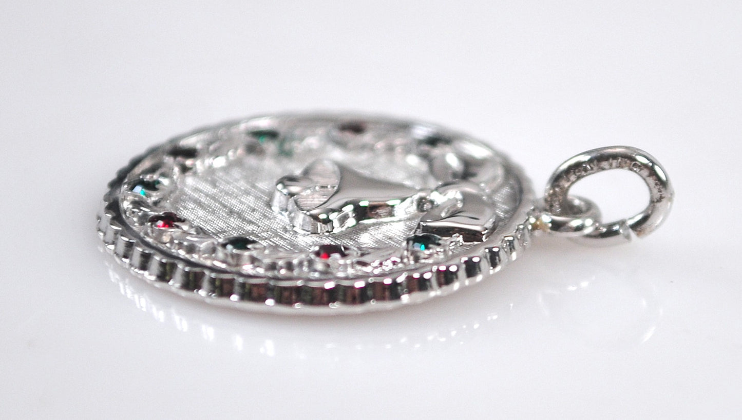 Vintage Sterling Silver Christmas Bell Pendant Charm