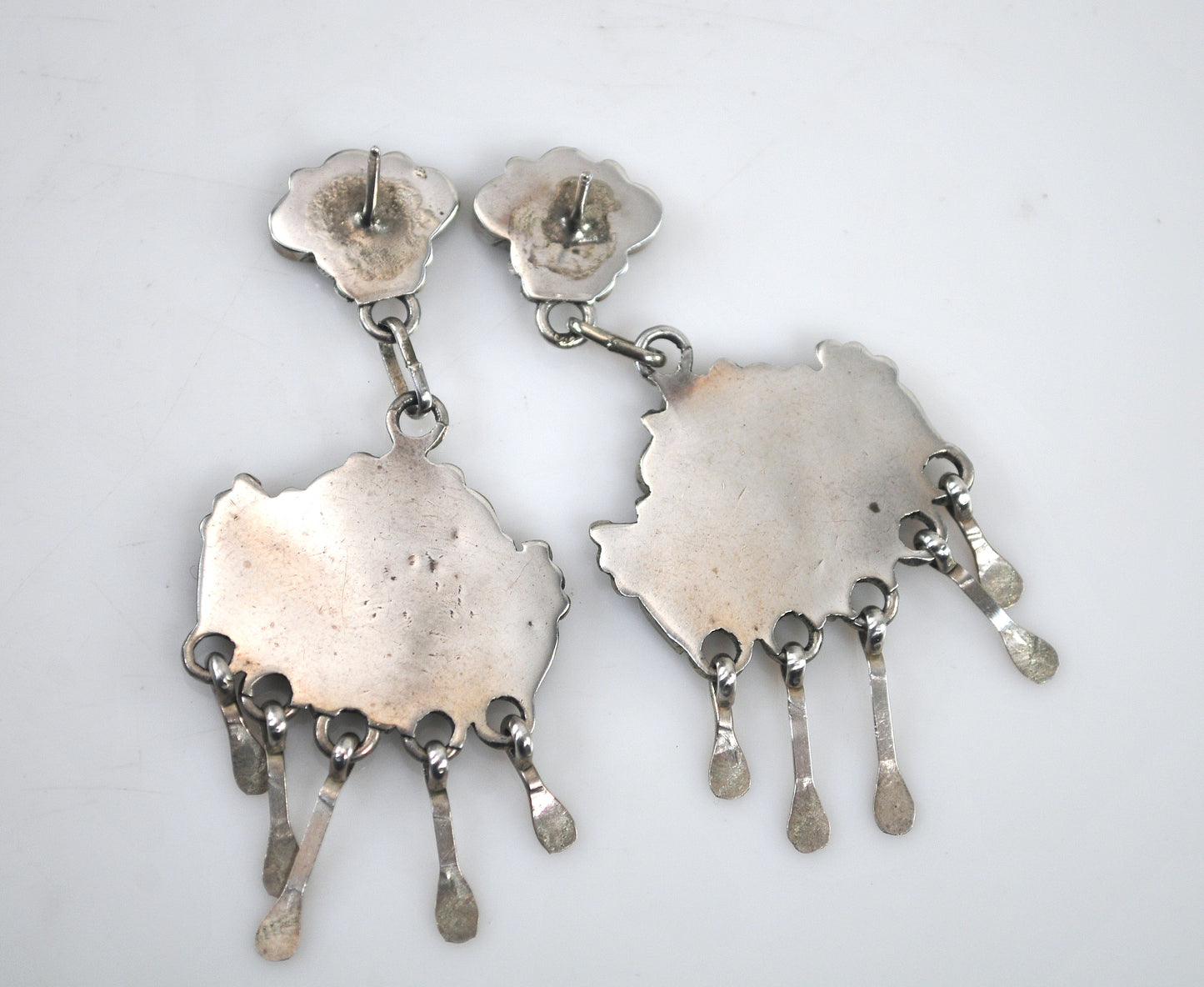 NOT AVAILABLE - Reserved for K - Large Sterling Silver Zuni Turquoise Chandelier Earrings
