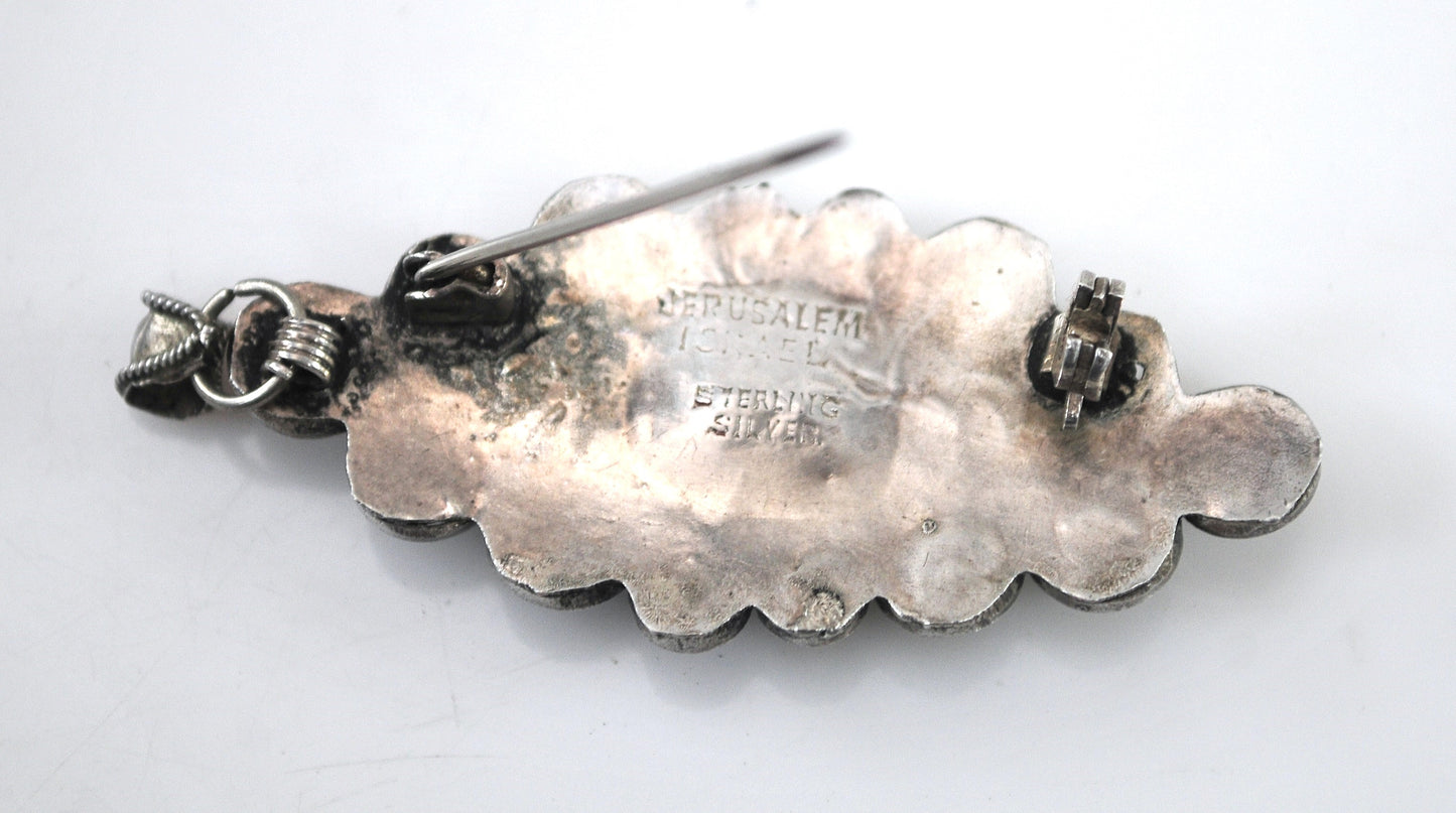 Handmade Sterling Silver Jerusalem Brooch Pendant