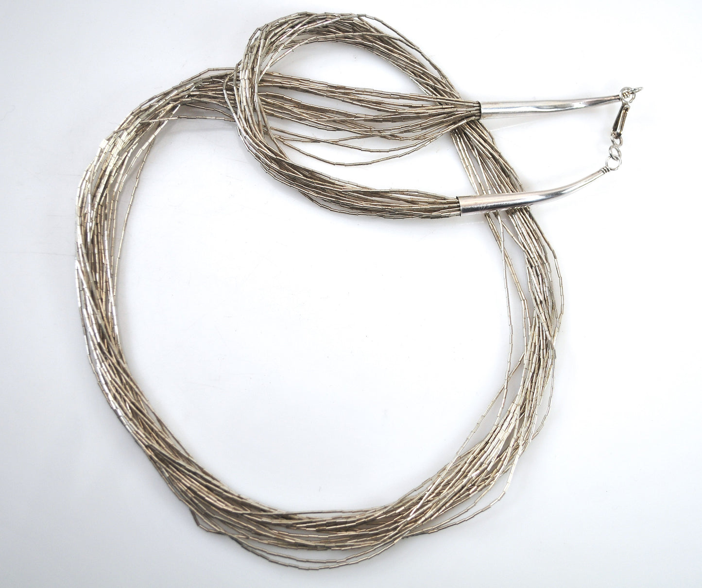Southwestern 20 Strand Sterling Liquid Silver Necklace