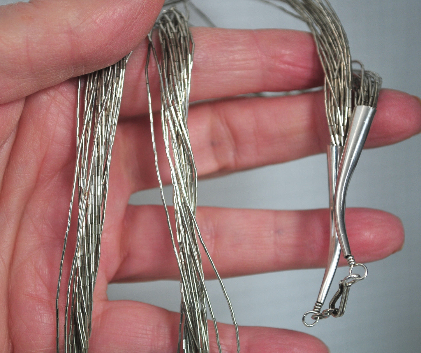 Southwestern 20 Strand Sterling Liquid Silver Necklace