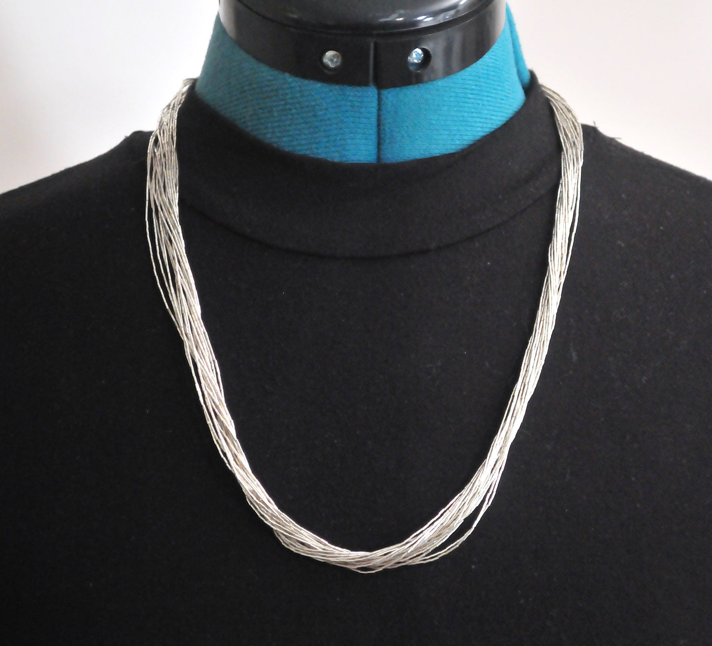 Southwestern 20 Strand Sterling Liquid Silver Necklace