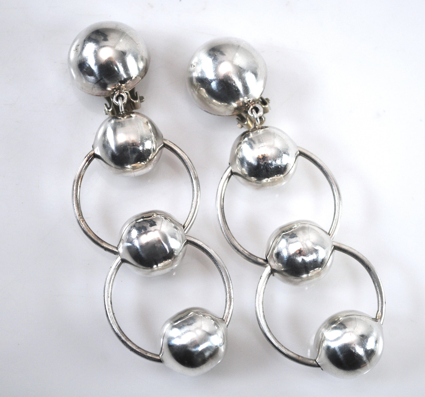 LARGE Taxco Sterling Silver Statement Earrings