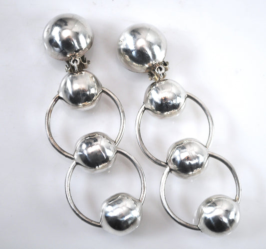 LARGE Taxco Sterling Silver Statement Earrings