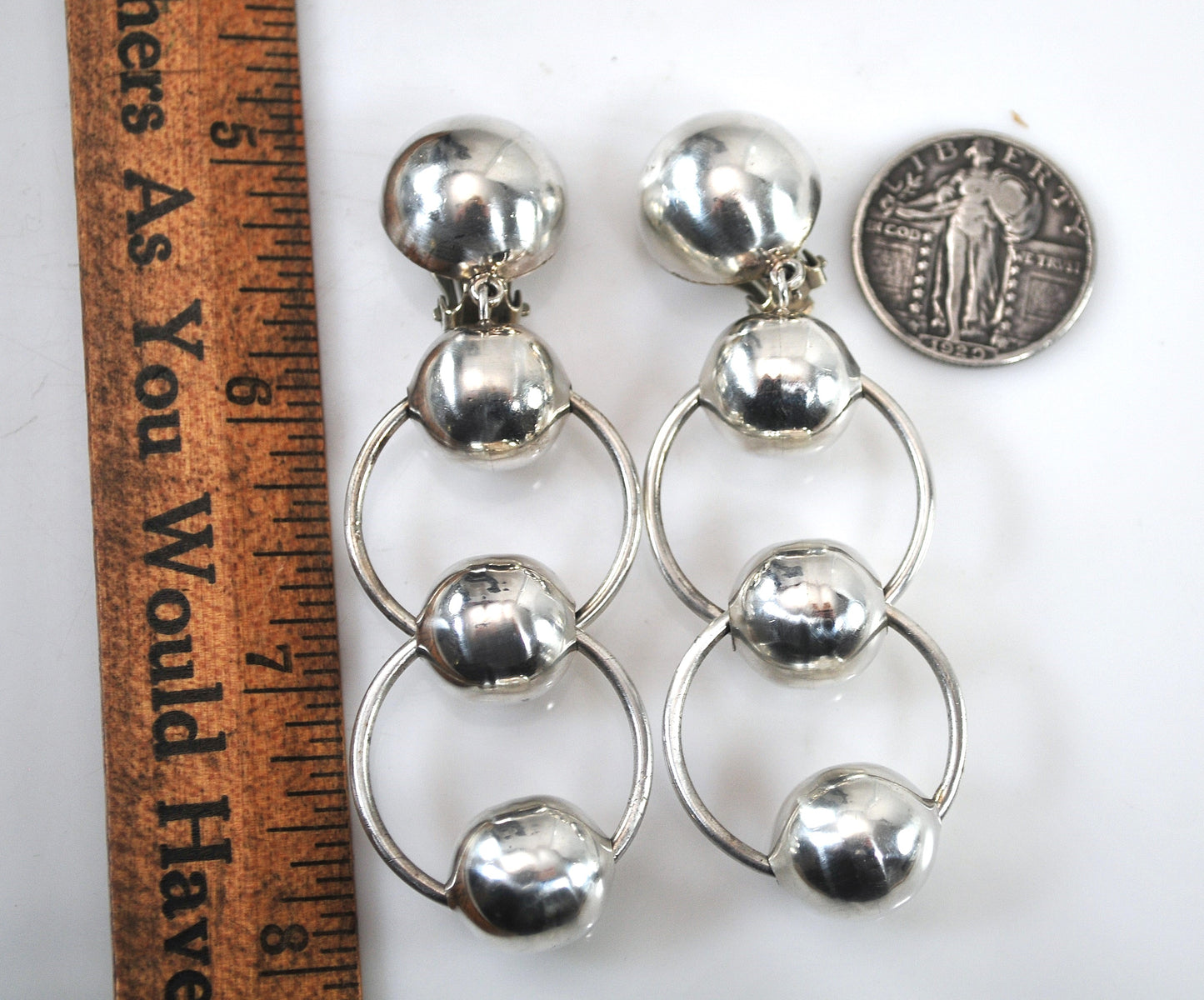 LARGE Taxco Sterling Silver Statement Earrings