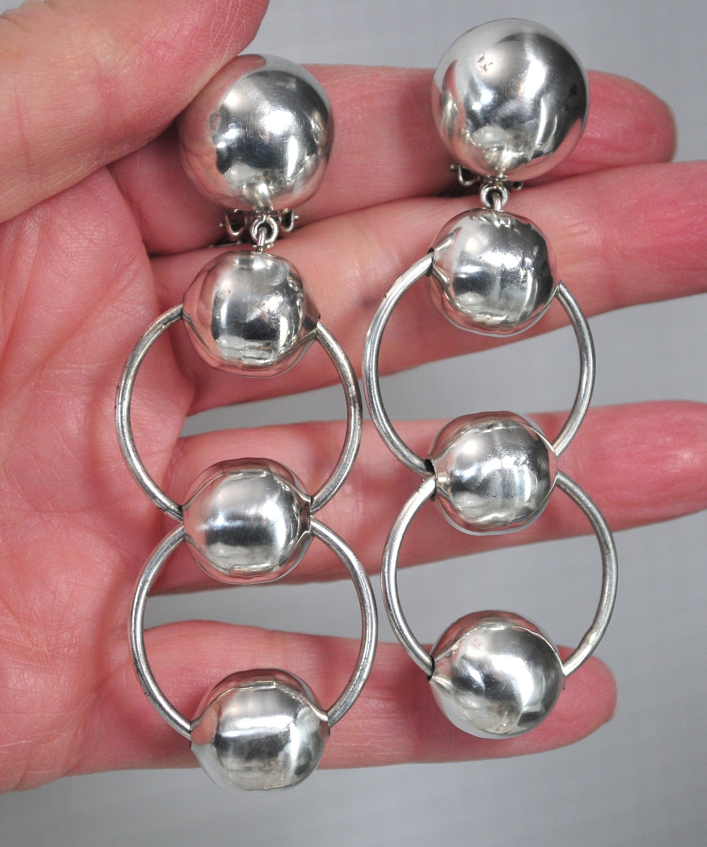 LARGE Taxco Sterling Silver Statement Earrings