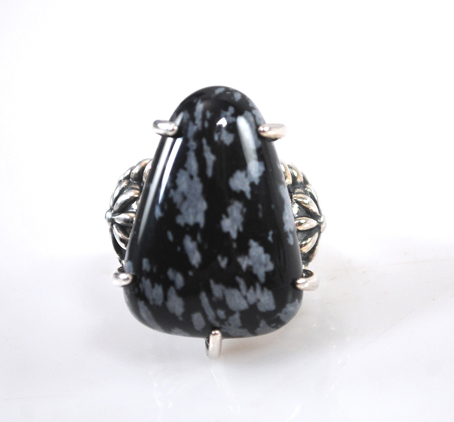 Carolyn Pollack Snowflake Obsidian 925 Ring