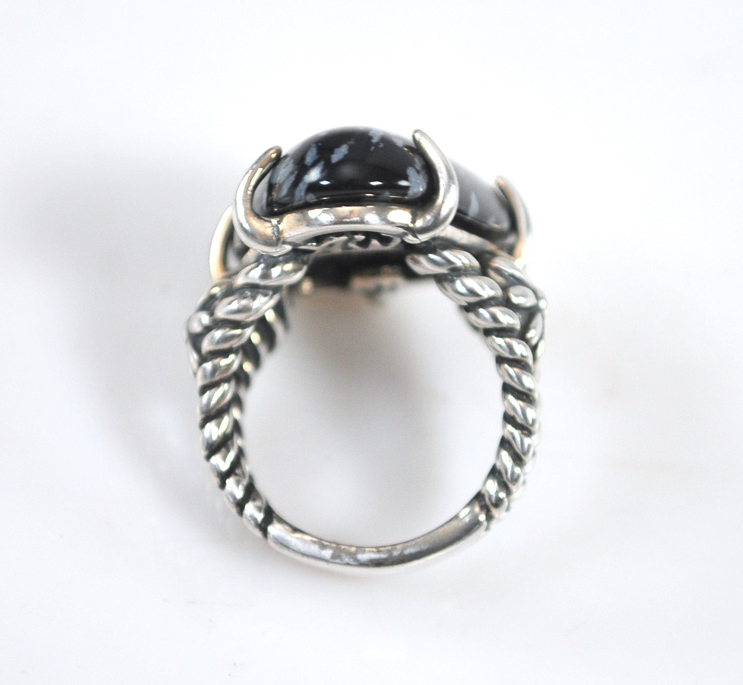Carolyn Pollack Snowflake Obsidian 925 Ring
