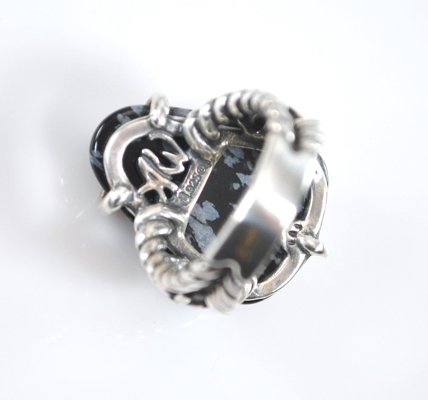 Carolyn Pollack Snowflake Obsidian 925 Ring