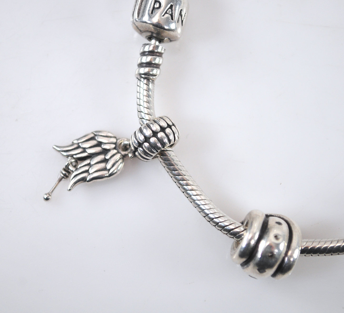 Vintage Pandora Sterling Silver Barrel Clasp Charm Bracelet