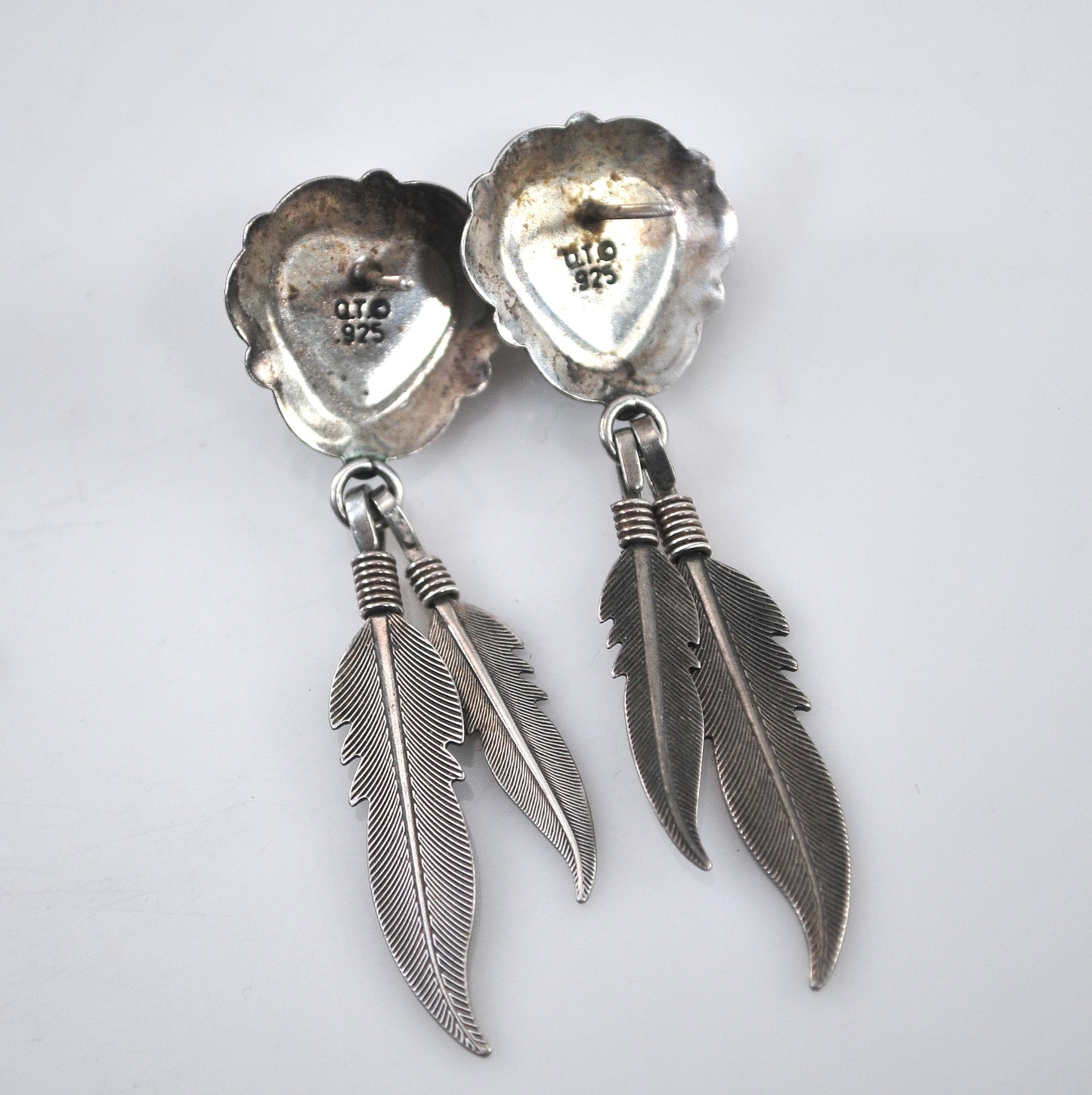 Quoc Turquoise Sterling Silver Azurite Heart Earrings