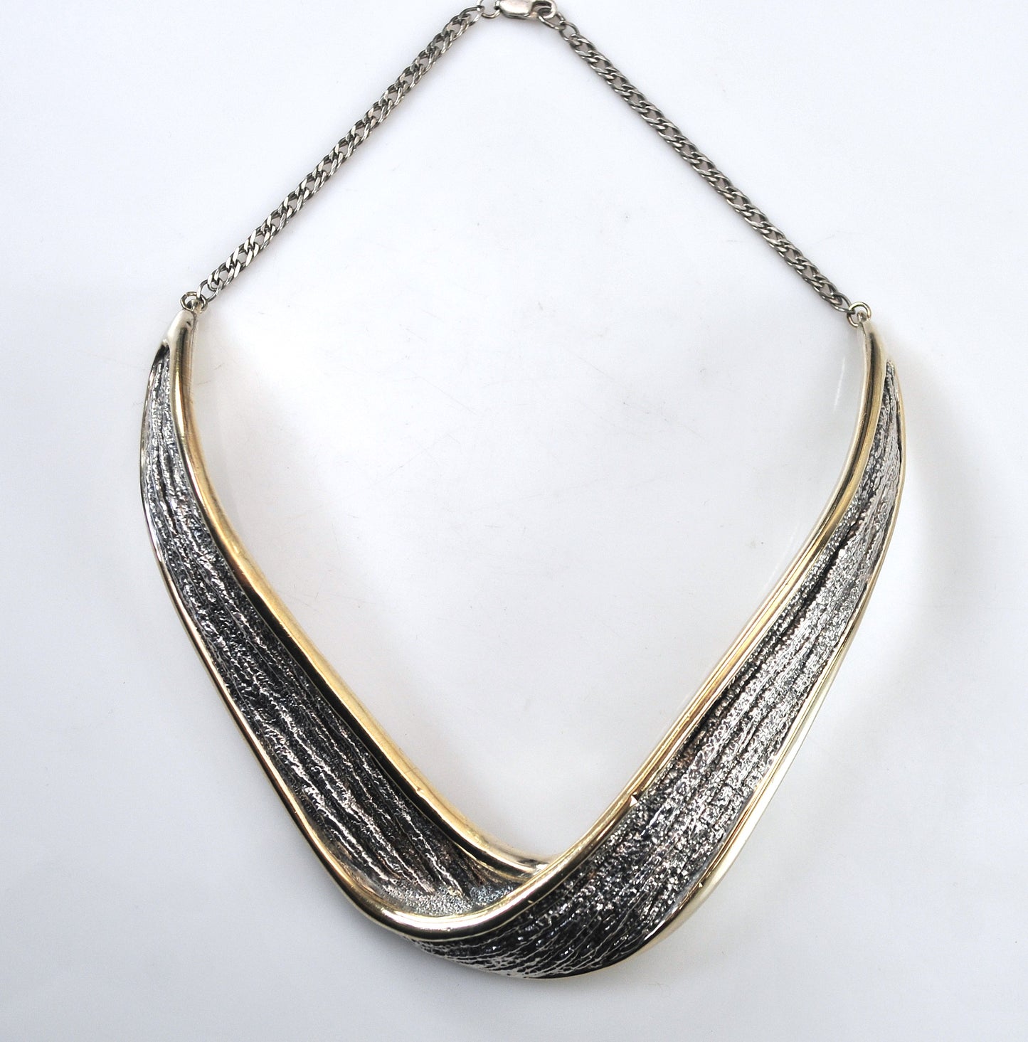 NS Bar-On Sterling Silver Two Tone Chunky Choker Necklace