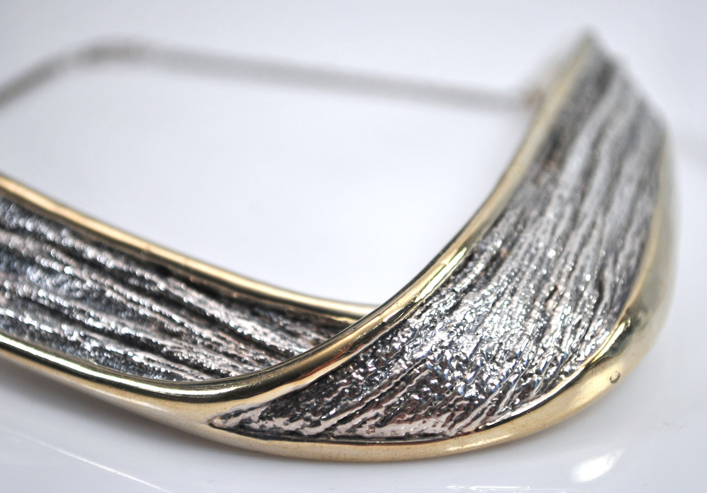 NS Bar-On Sterling Silver Two Tone Chunky Choker Necklace