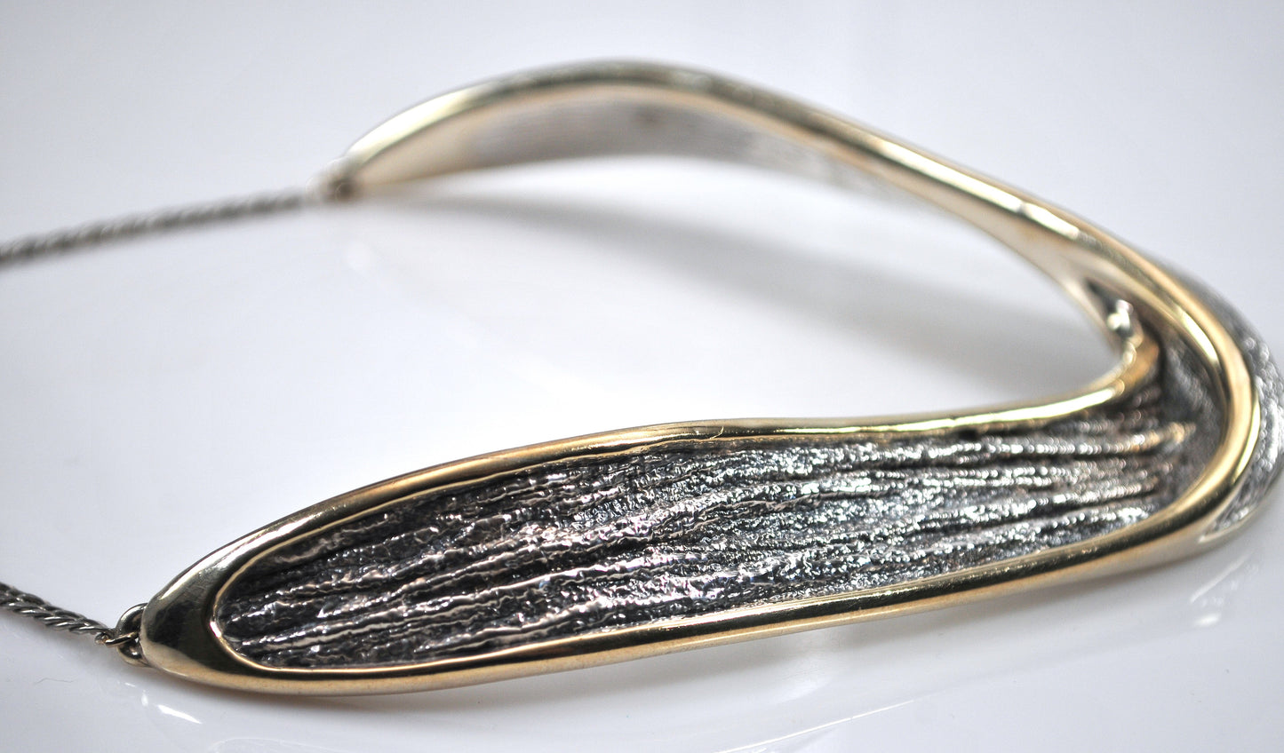 NS Bar-On Sterling Silver Two Tone Chunky Choker Necklace