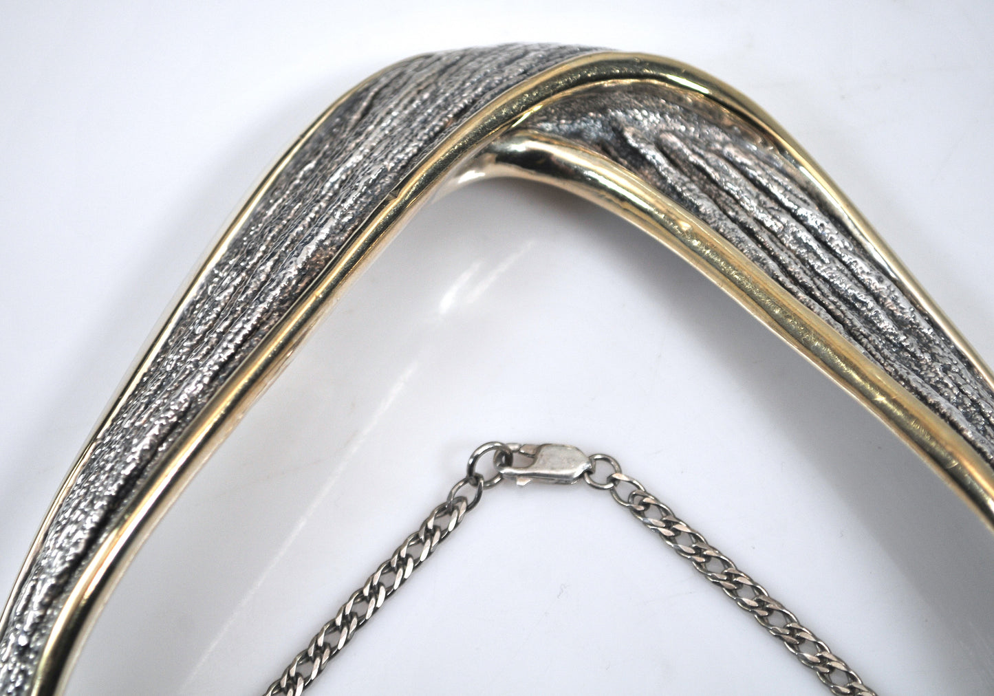 NS Bar-On Sterling Silver Two Tone Chunky Choker Necklace