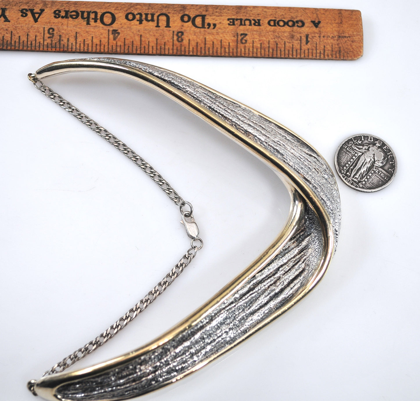 NS Bar-On Sterling Silver Two Tone Chunky Choker Necklace