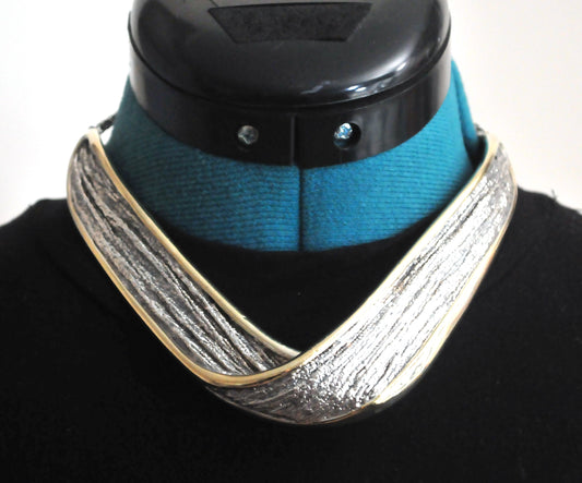NS Bar-On Sterling Silver Two Tone Chunky Choker Necklace