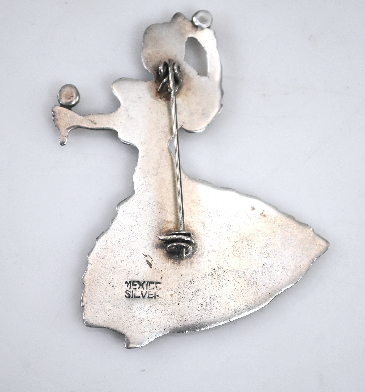 Large Mexico Sterling Silver Flamenco Dancer Brooch