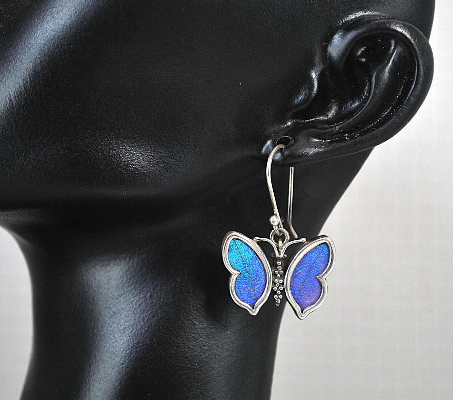 950 Sterling Silver Genuine Butterfly Wing Earrings