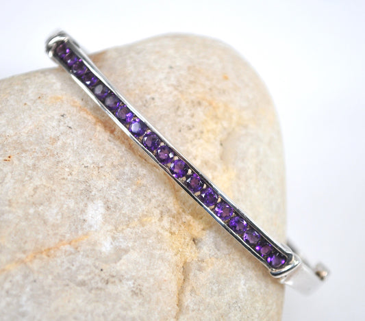 Sterling Silver Amethyst Bangle Bracelet