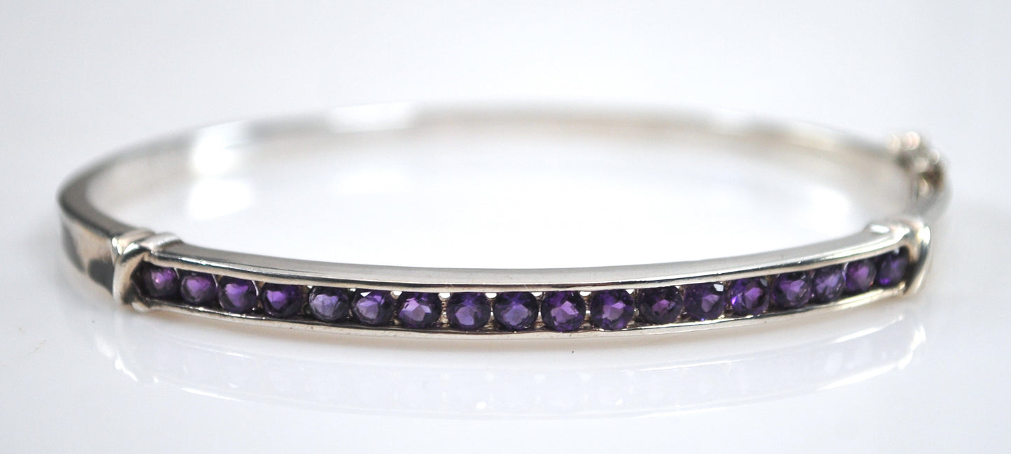 Sterling Silver Amethyst Bangle Bracelet