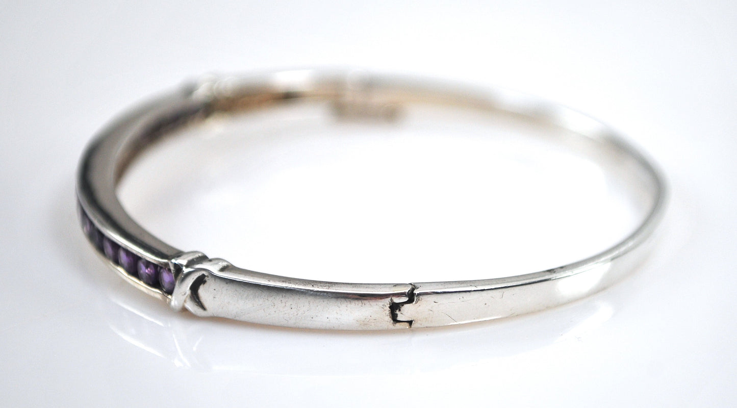 Sterling Silver Amethyst Bangle Bracelet