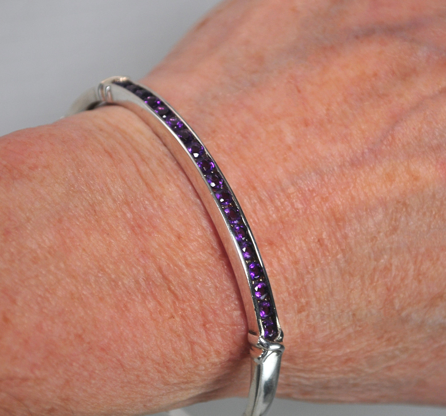 Sterling Silver Amethyst Bangle Bracelet