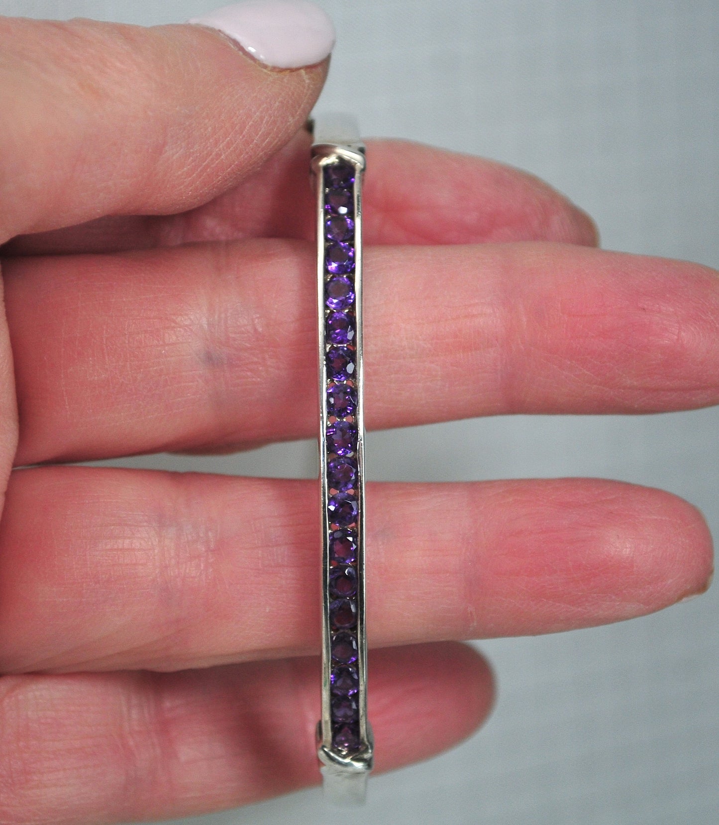 Sterling Silver Amethyst Bangle Bracelet